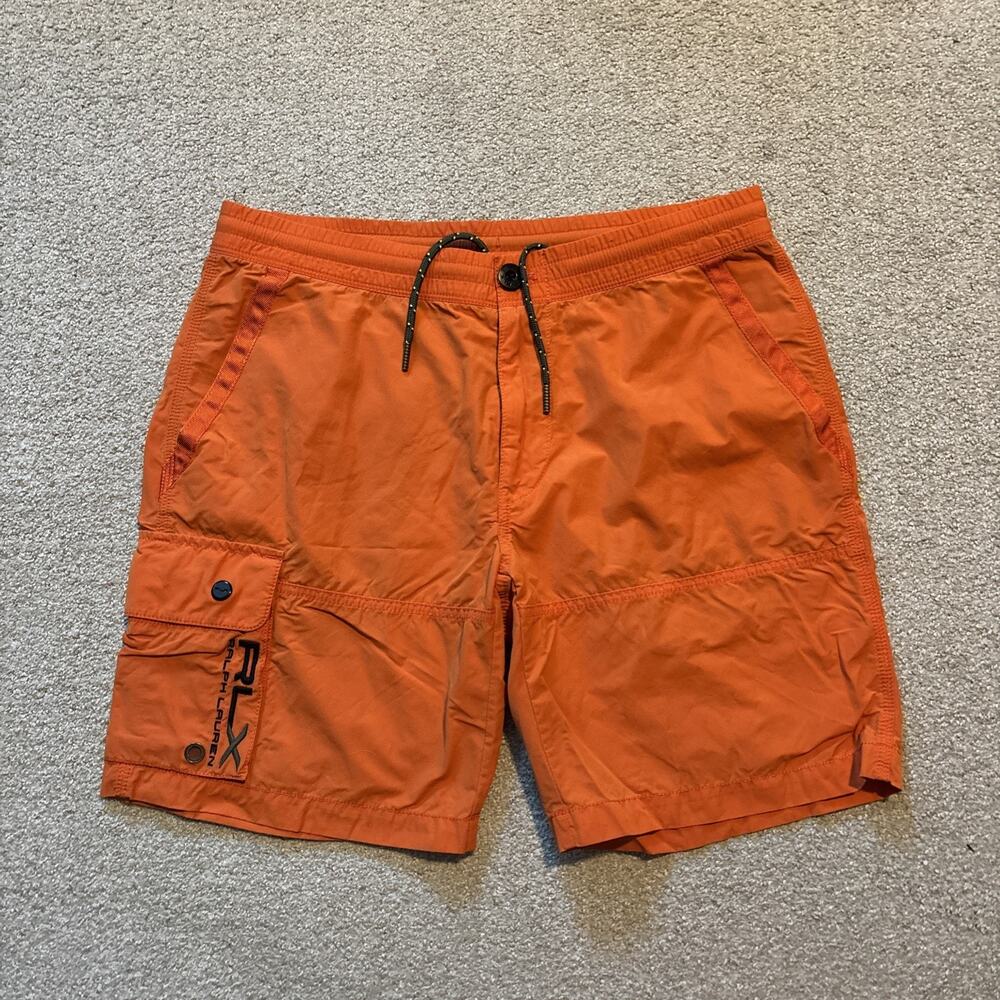 RLX Ralph Lauren Swim Trunks Mens Medium Orange Cargo Board Shorts Quick Dry
